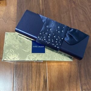 Estee lauder Swarovski Elements clutch Navy Blue Makeup Bag with Crystals